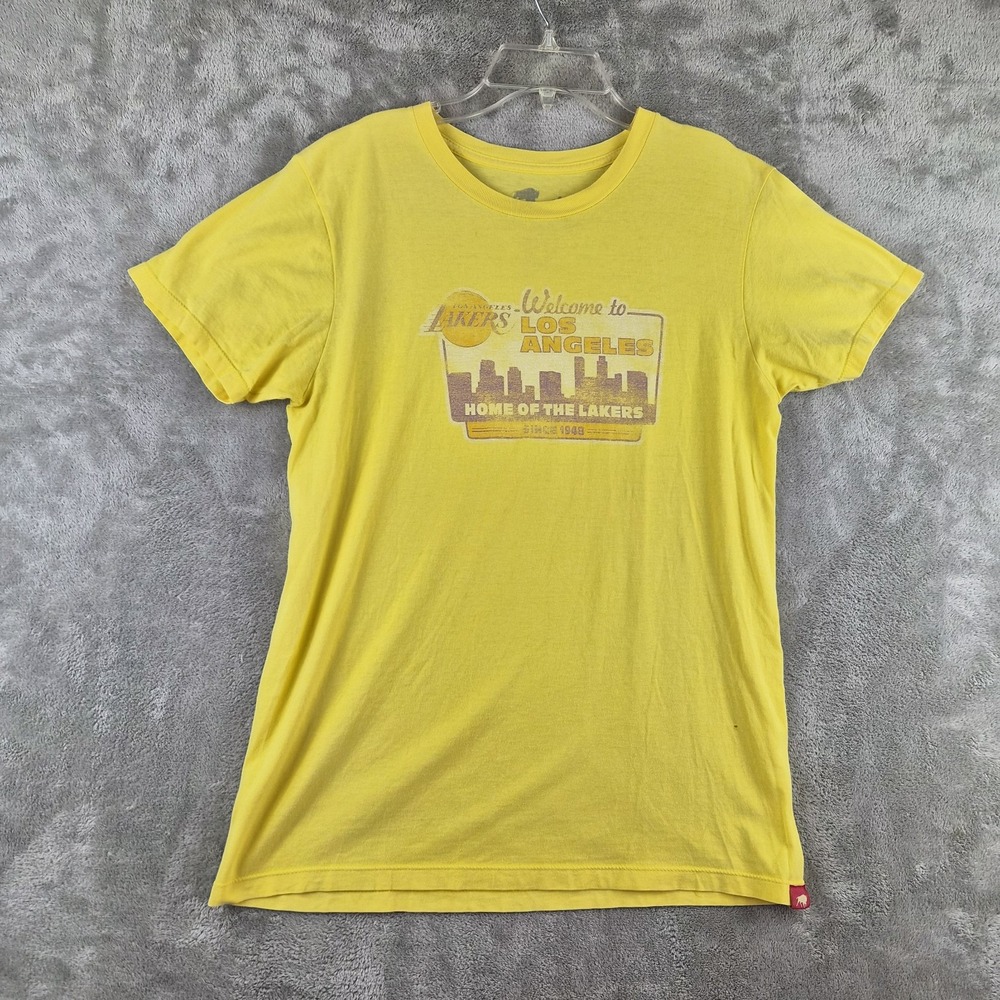Vintage Los Angeles Lakers T Shirt Small Yellow NBA Very Thin Made In USA Sports